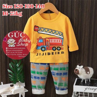 [Cỡ to 120-140] Bộ cotton xuất Hàn bé trai dài tay