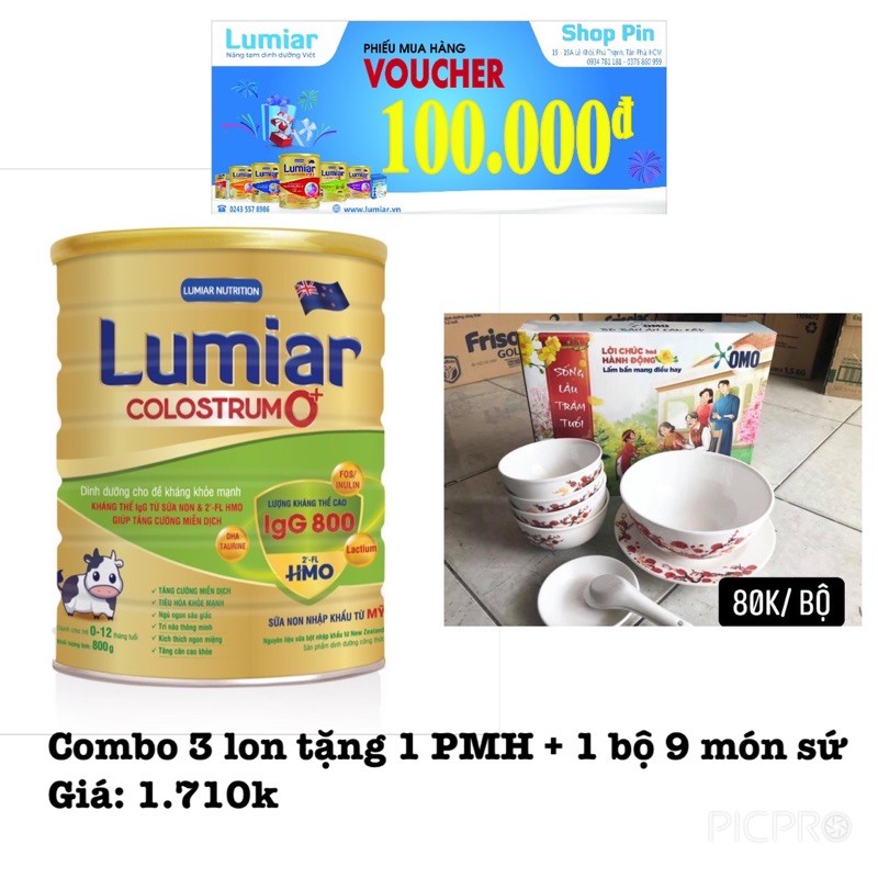 Tặng quà - combo 3 lon sữa bột Lumiar Colostrum 0+ 800g