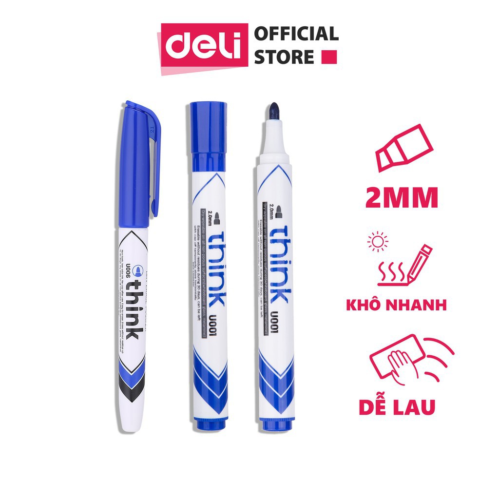 [Hộp 12 Chiếc] Bút Dạ Bảng Deli, Xóa Được, Viết Bảng Từ Trắng Marker Dùng Cho Giáo Viên Dạy Học, Học Sinh Viết Bảng