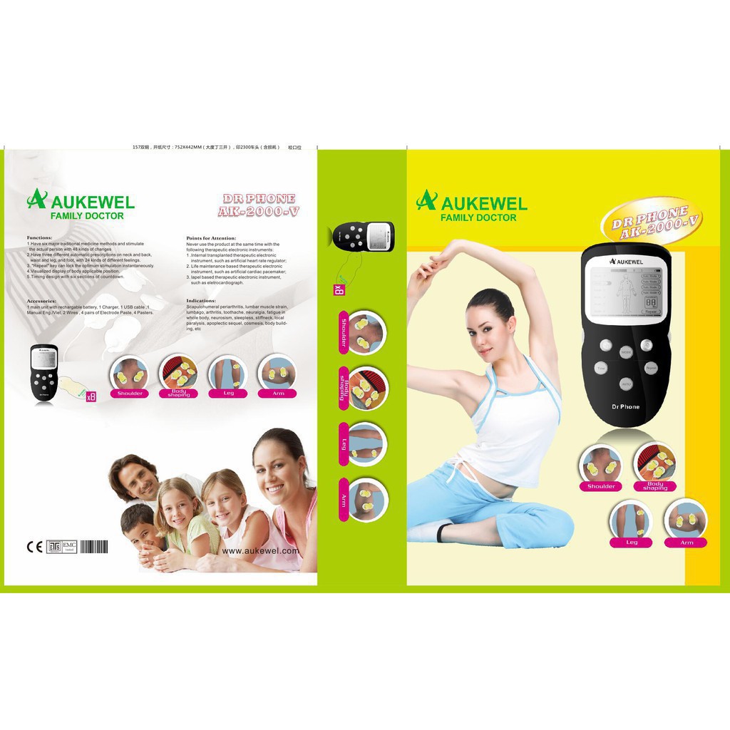 Máy trị liệu massage xung điện cao cấp 8 miếng dán Aukewel Dr-D1 (Dr Phone)