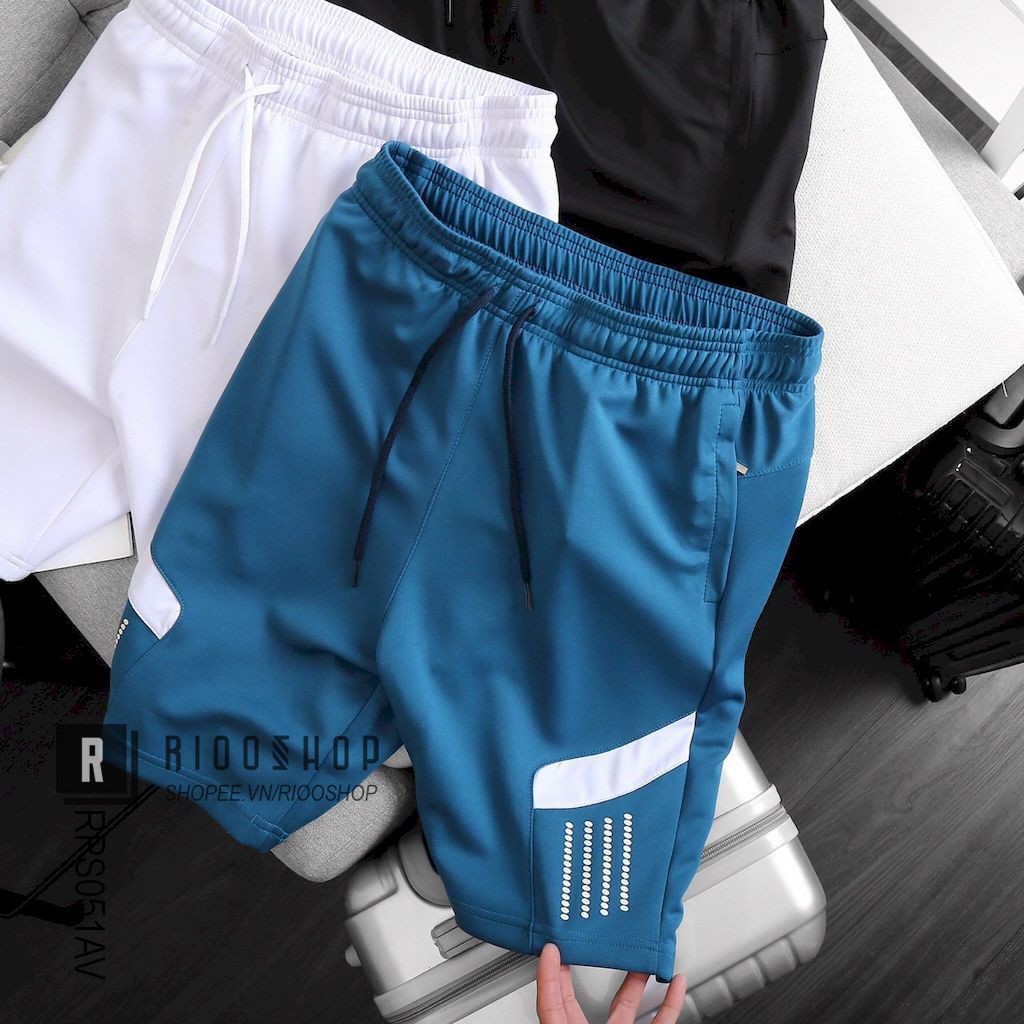 Quần thun nam thể thao ngắn đơn giản phối 3 đường kẻ RPS051av - quần short thun nam Riooshop | BigBuy360 - bigbuy360.vn