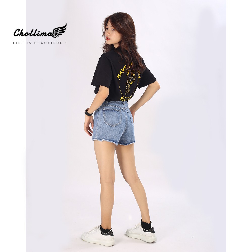 Quần sọc jeans nữ Chollima tua lai trơn QS006 phong cách trẻ trung hàn quốc