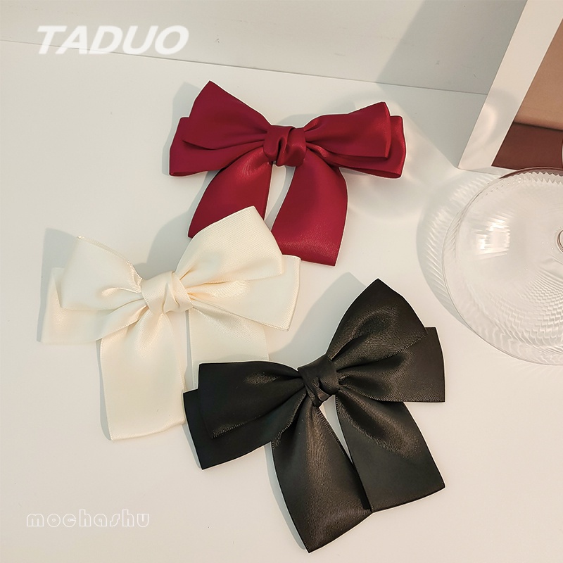 Kẹp tóc hình nơ vải satin phong cách vintage thời trang cho nữ