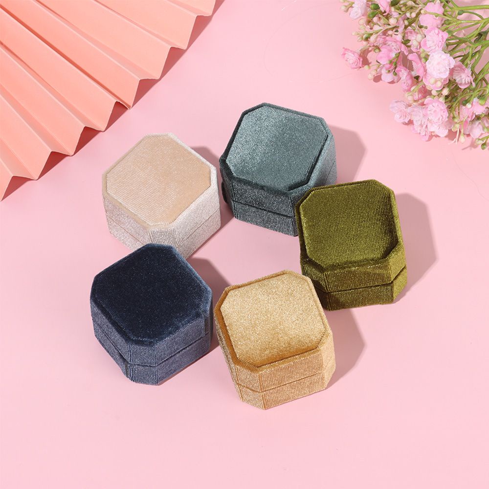 Hộp Nhung Đựng Trang Sức Hai Ngăn Có Nắp Tháo Rời Chất Lượng Cao|Hộp Đựng Nhẫn Hình Bát Giác Nhiều Màu Sắc