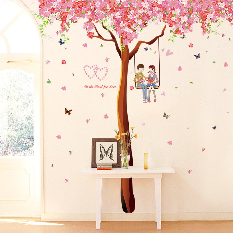 Decal Dán Tường Cây Hoa Trái Tim