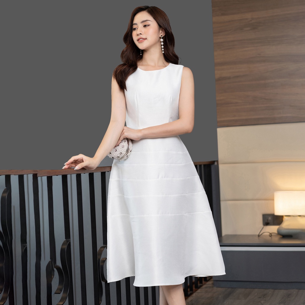 Set Đầm Dáng Xòe UK FASHION Áo Khoác Lưng Thiết Kế Đính Ngọc Cổ Tròn Tay Lỡ Vải Hàn Cao Cấp NKBD2208001