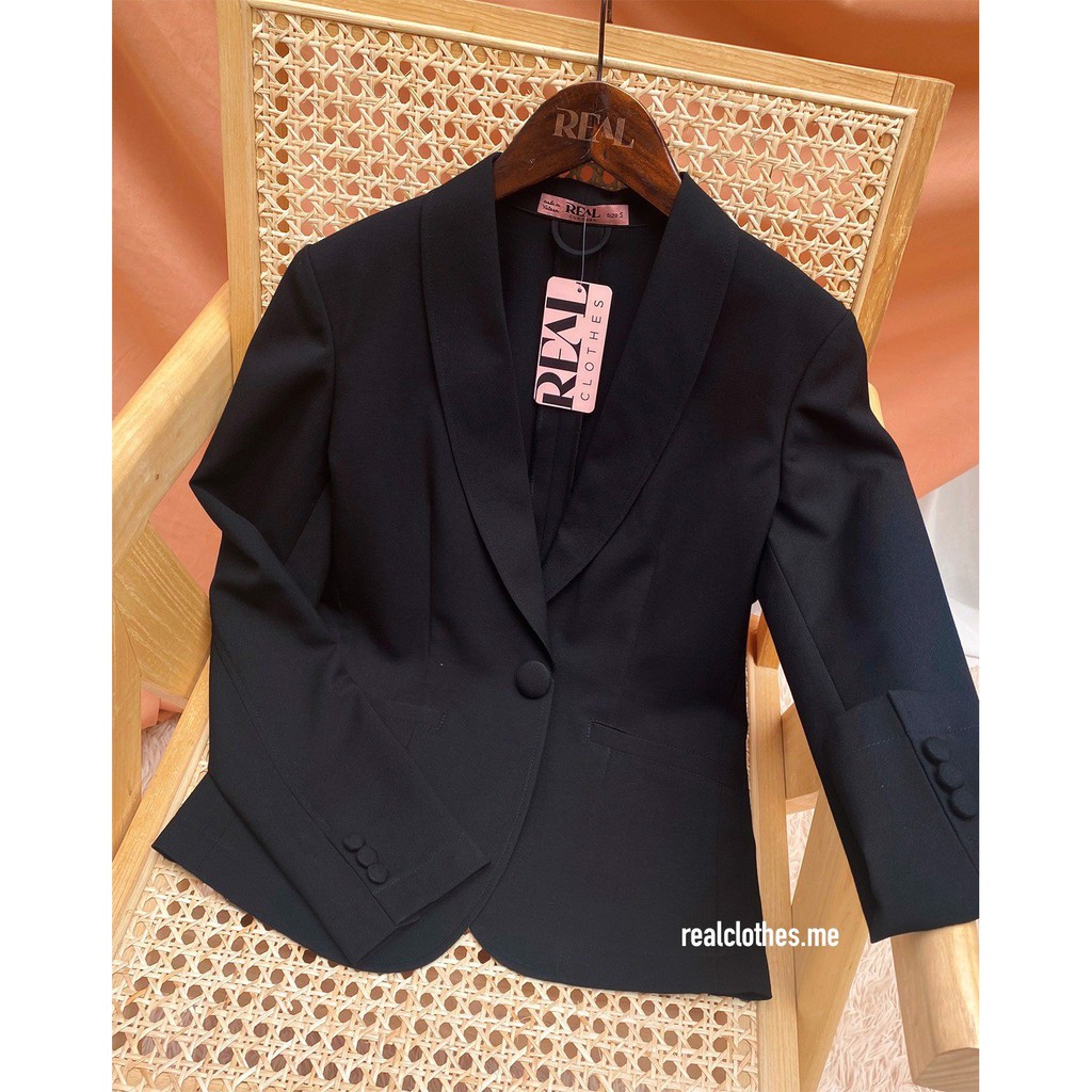 Blazer dài tay dài đen_REAL