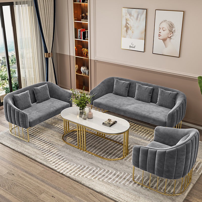 【sofa bắc âu】 phong cách âu sắt mỹ thuật bọc vải sang trọng sofa, cửa hàng quần áo, thẩm viện, lễ tân, thư giãn, s