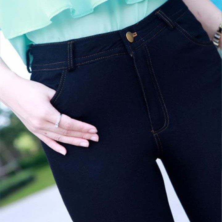 Quần Legging giả jean 4 túi có dây kéo và nút khóa
