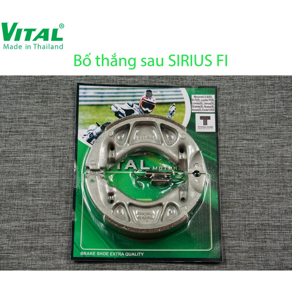 Bố thắng sau + trước SIRIUS, SIRIUS FI - Má phanh xe máy, bố thắng đĩa, đùm VITAL chính hãng Thái Lan