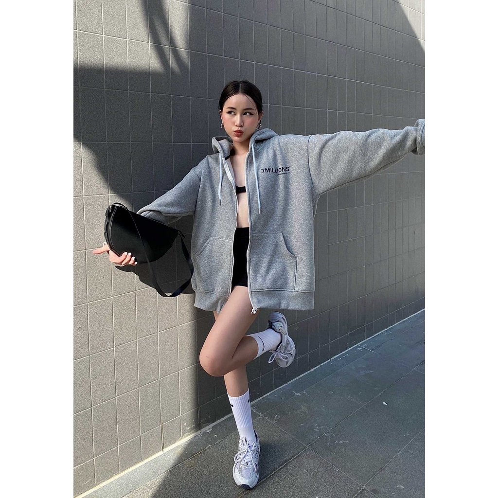 Áo khoác Hoodie Zip 7millions Màu Xám / Unisex / Oversize