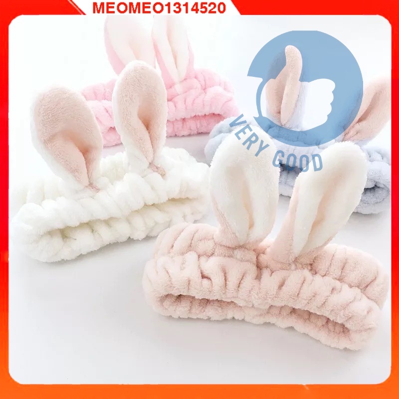 Băng đô tai thỏ, tai mèo vải nhung 3D tuban cài tóc giúp trang điểm, rửa mặt xinh xắn dành cho các bạn nữmeomeo