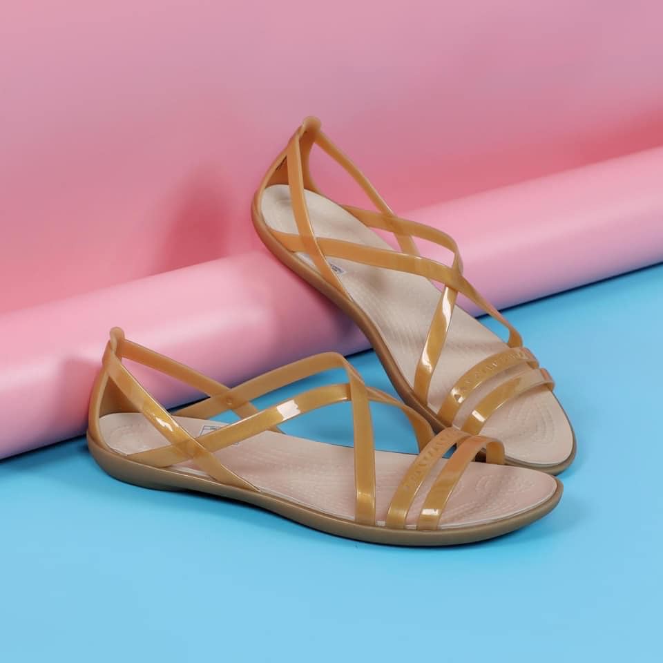 Giày xăng đan nhựa nữ sandal Isabella Strappy màu nâu đồng đẹp nhẹ nhang, mềm, êm chân - Hàng chuẩn, fullbox