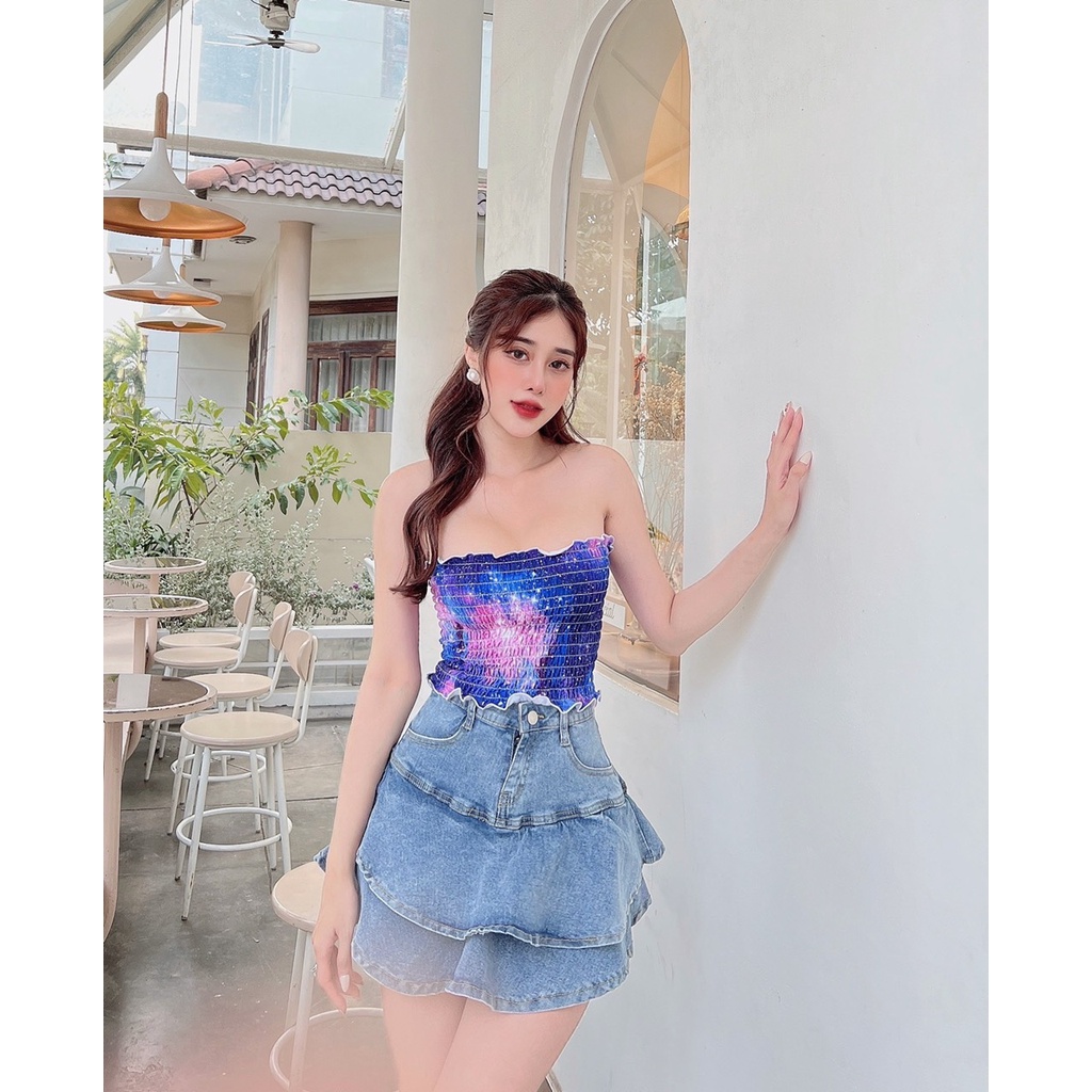 Áo Ống Nhún Loang Màu, Siêu Quyến Rũ [Ảnh thật] A5080