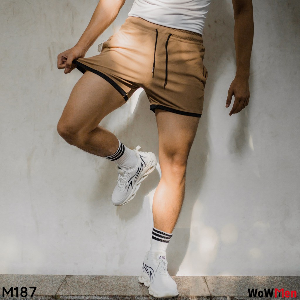 Quần Short Đùi Thun Nam Trơn Viền Màu Tập Gym Thể Thao Đi Bơi Đi Biển Mạc Nhà - M187 | BigBuy360 - bigbuy360.vn