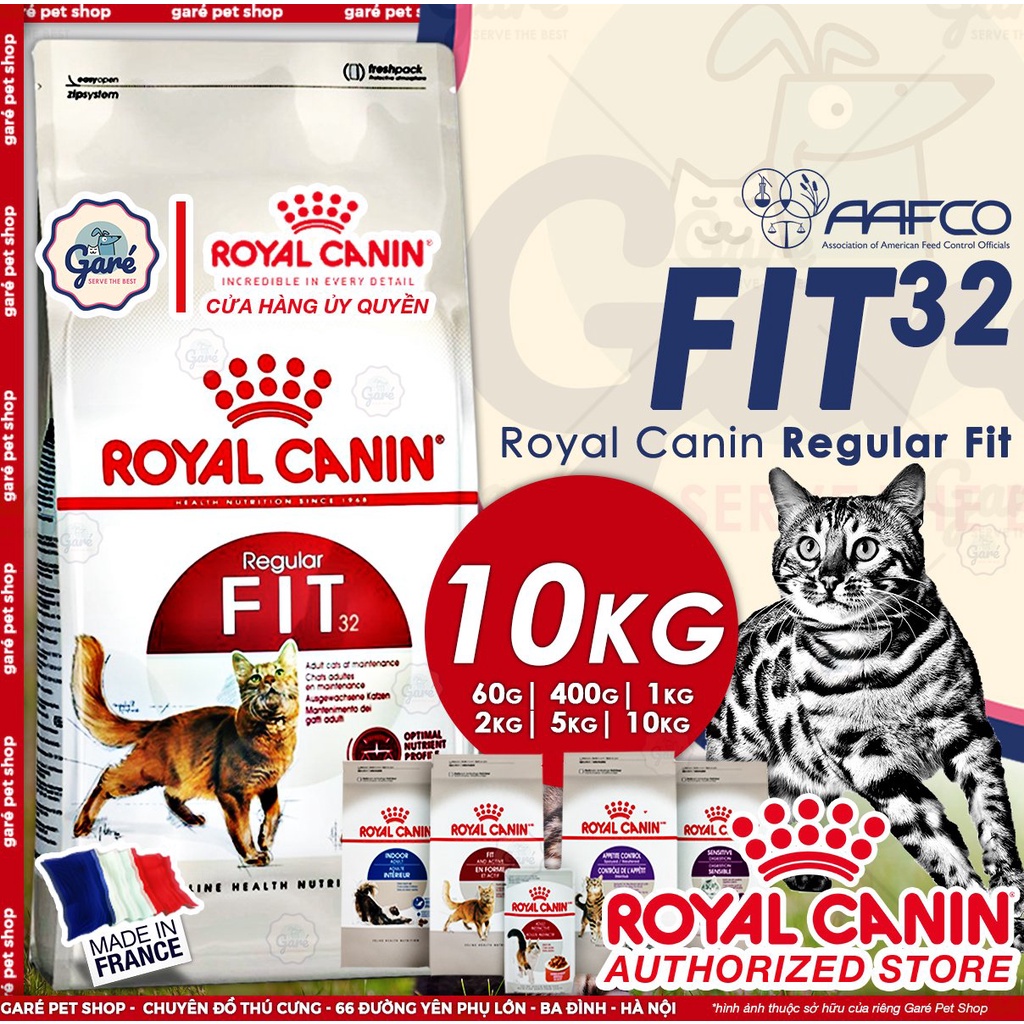 10kg Hạt mèo Fit 32 ROYAL CANIN mèo trưởng thành trên 12 tháng tuổi vận động thường xuyên nhập Pháp Garé Pet Shop