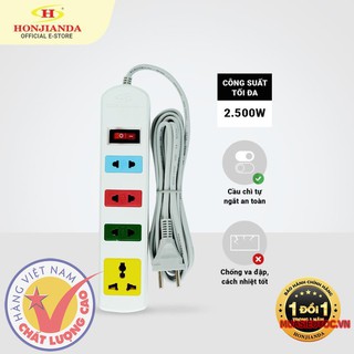 Ổ cắm điện đa năng Honjianda Mã 03 Dây 3m/5m - an toàn chống quá tải