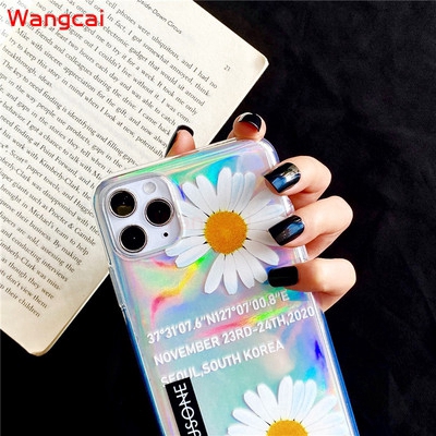 OPPO A91 A8 A9 A5 2020 A7 A5S A5 A3S A3 A83 A1 A79 A57 A39 Phone Case GD Daisy Flower Fresh Glitter Bling Colorful Clear Transparent Soft TPU Case Cover