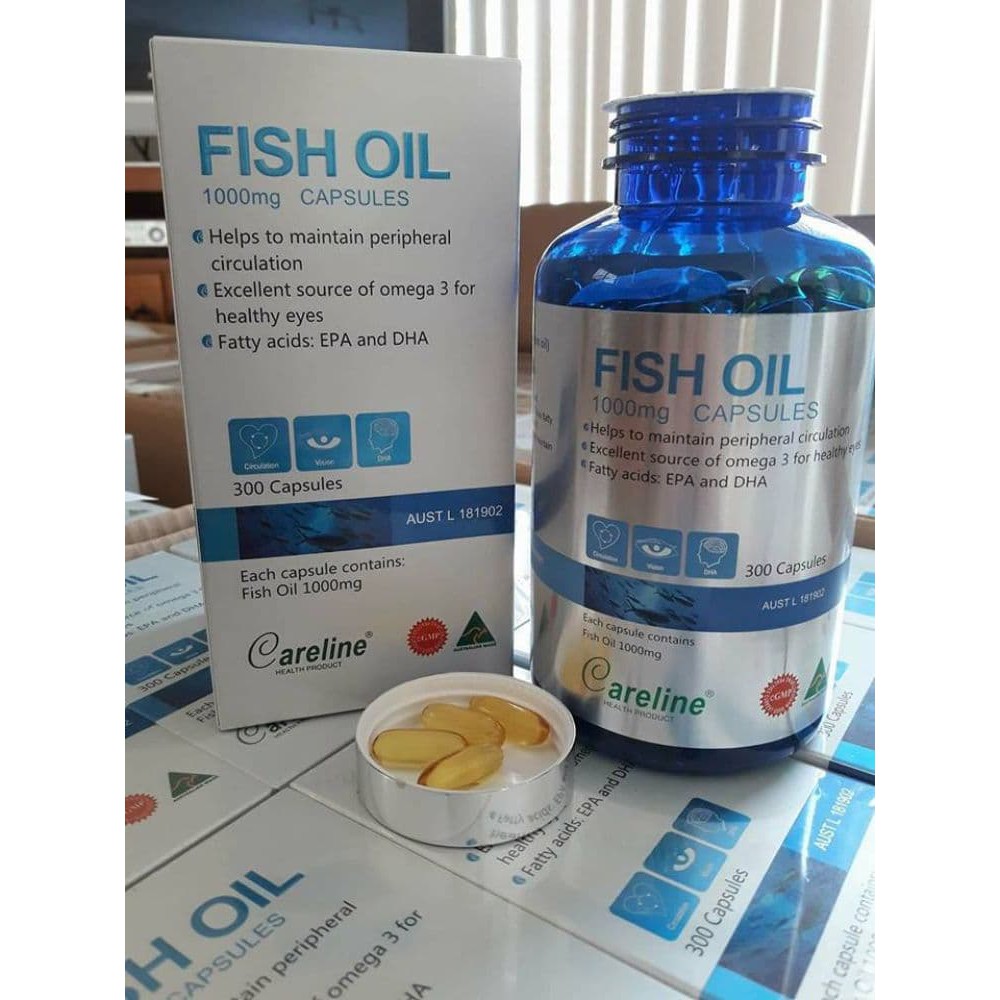 ✅ FISH OIL (SALMON) 1000mg - Dầu cá hồi Nhập khẩu chính hãng Careline Úc hộp 100 viên, 300 viên