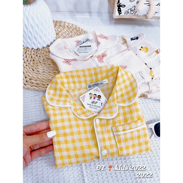 Đồ bộ pijama cho bé 🌷Đồ bộ vải đũi dài tay dài quần cho bé trai và bé gái