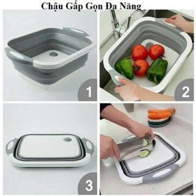 Chậu kèm thớt đa năng. Xả nước dưới đáy chậu!