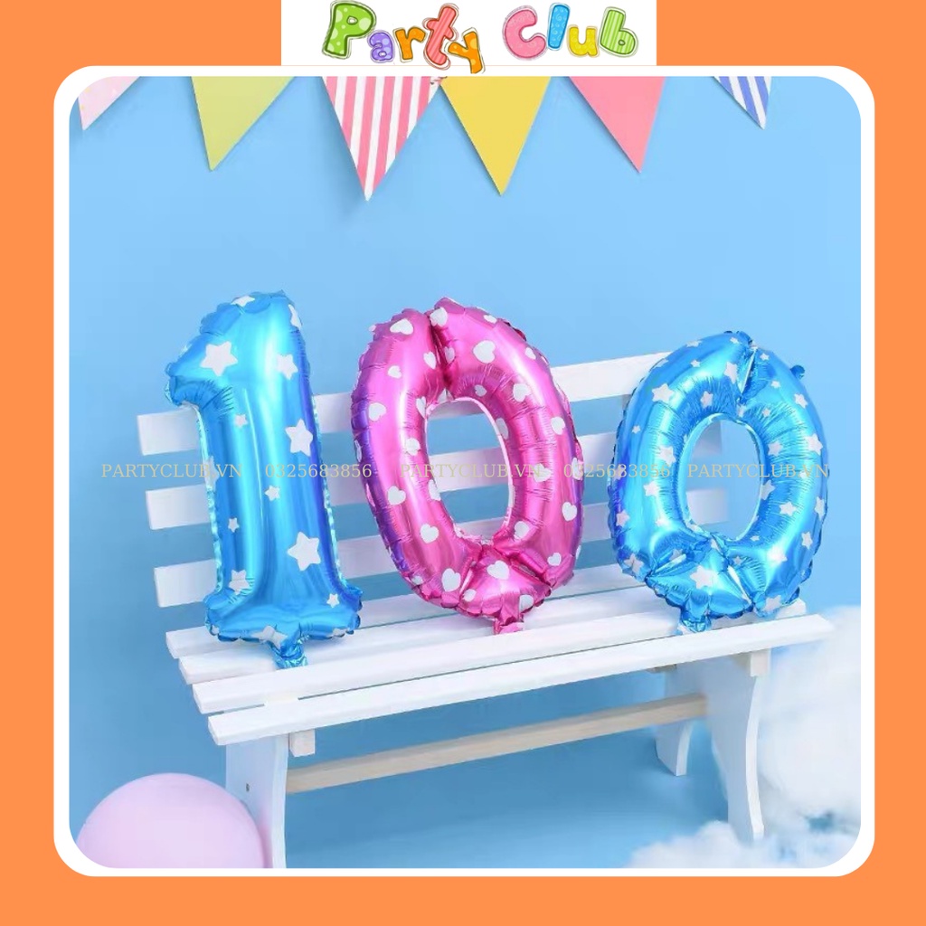 Bóng số tuổi sinh nhật màu xanh dương - hồng
