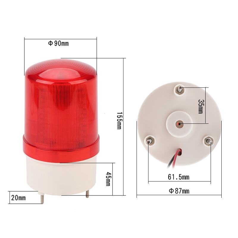 Đèn quay cảnh báo tín hiệu báo động không còi màu đỏ led trụ lte-1101 220vol,đèn quay công trường không còi c1101 24 vol