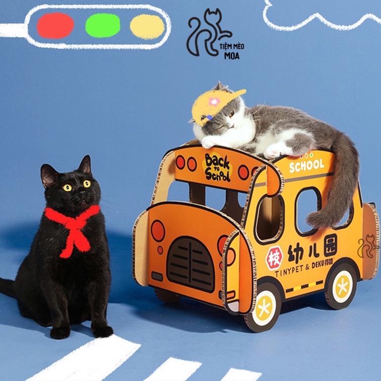 School bus dễ thương - Bàn cào móng cho mèo - Tiệm Mèo Moa