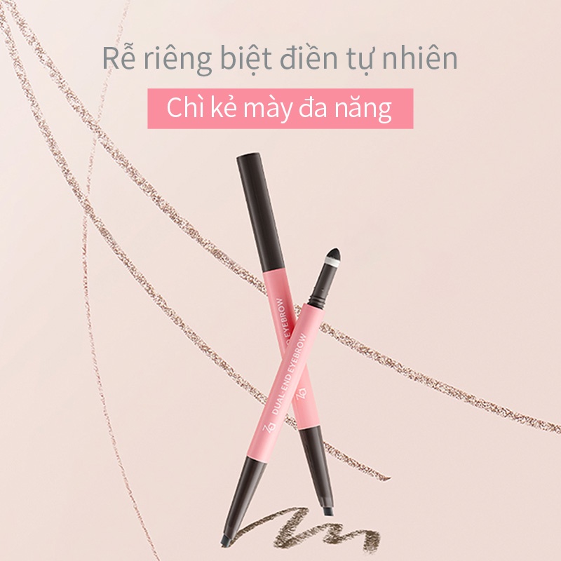 Chì kẻ mày ZA GY951 thiết kế 2 trong 1 kiềm dầu chống nhòe chống nước lâu trôi màu xám 0.4g