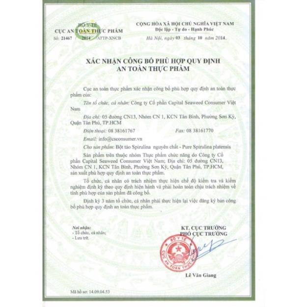 Tảo Xoắn Spiurlina 2200 viên tem đỏ