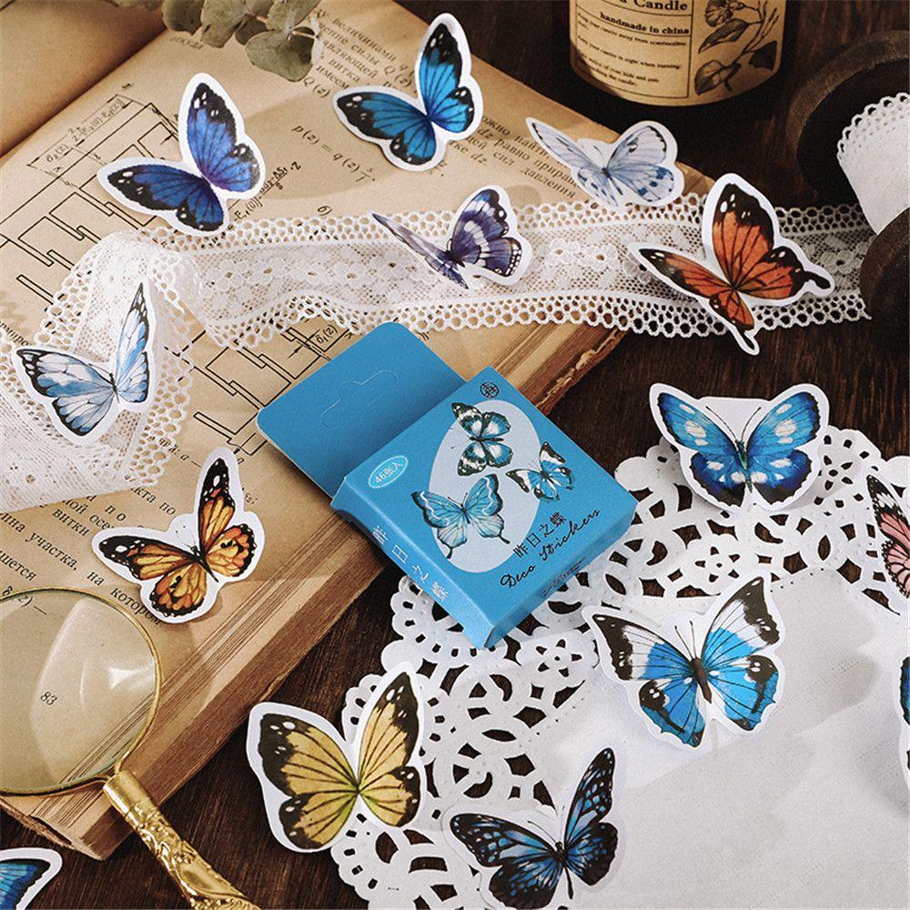 Set 46 Nhãn Dán Tự Dính Dùng Trang Trí Album Ảnh Phong Cách Vintage