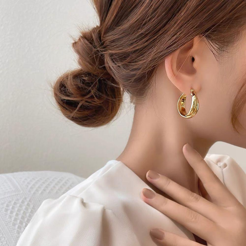 Khuyên Tai Hợp Kim Hình Chữ Thập Độc Đáo Sang Trọng Phong Cách Hàn Quốc