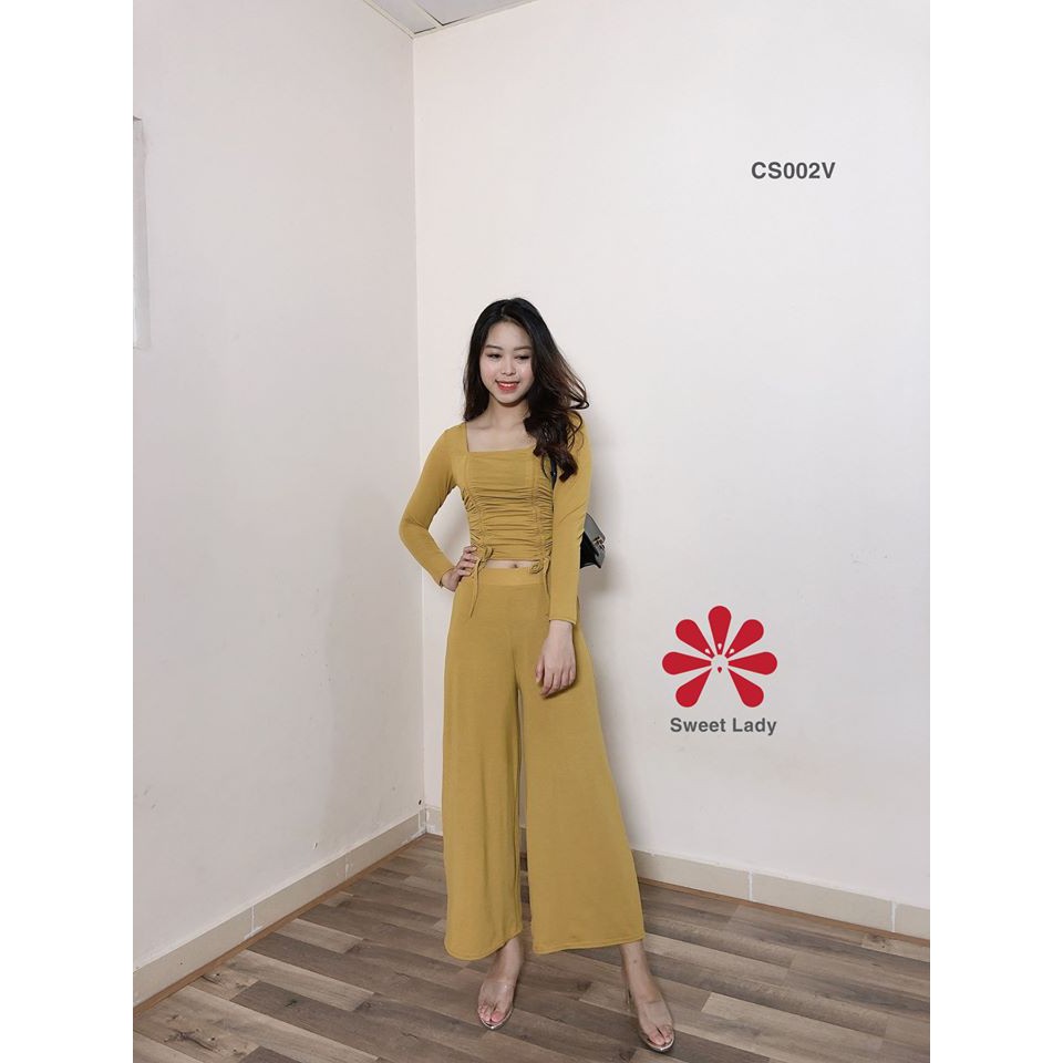 Set bộ áo croptop quần ống rộng sexy cá tính sweetlady ảnh thật freeship