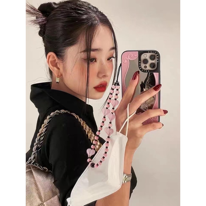 BLACKPINK JISOO Mobile Phone Strap Dây Đeo Điện Thoại Đính Hạt Pha Lê Hình Trái Tim/Hoa Hồng/Tròn Thời Trang