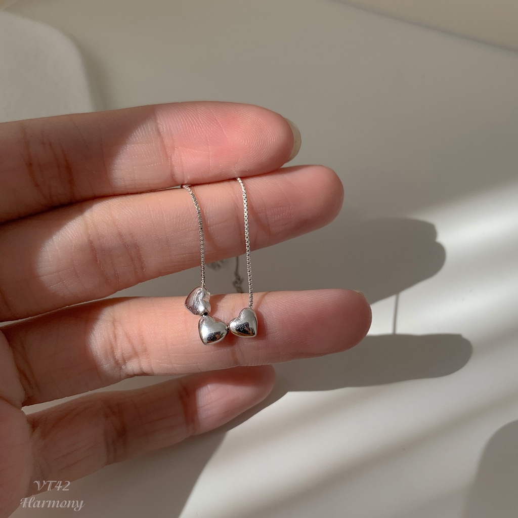 Lắc tay nữ bạc hình tái tim vòng s925 đơn giản basic mặt không cố định mảnh mai xinh xắn | HARMONY ACCESSORIES VT42