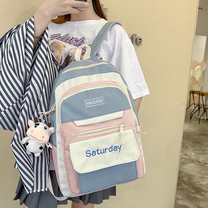 Balo  Đi Học Saturday Nam Nữ Thời Trang Hàn Quốc Nhiều Ngăn Tiện Dụng đựng vừa laptop 15.6inch