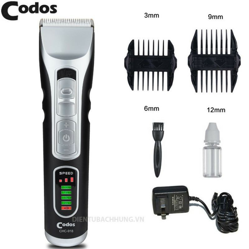 [ FREESHIP ] có Codos CHC 918 Tông đơ cắt tóc Hàn Quốc pin lithium 270 phút hiển thị