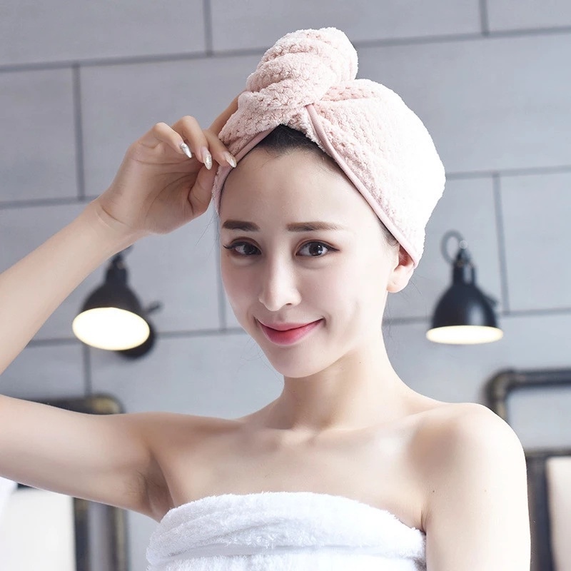 Khăn Quấn Đầu Thấm Hút Nước Làm Khô Tóc Nhanh Chóng