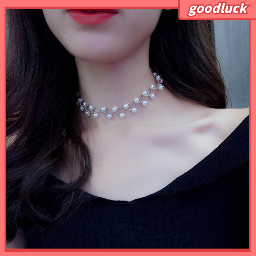 Vòng Cổ Choker Đính Ngọc Trai Giả Có Thể Điều Chỉnh Kích Cỡ Dành Cho Nữ