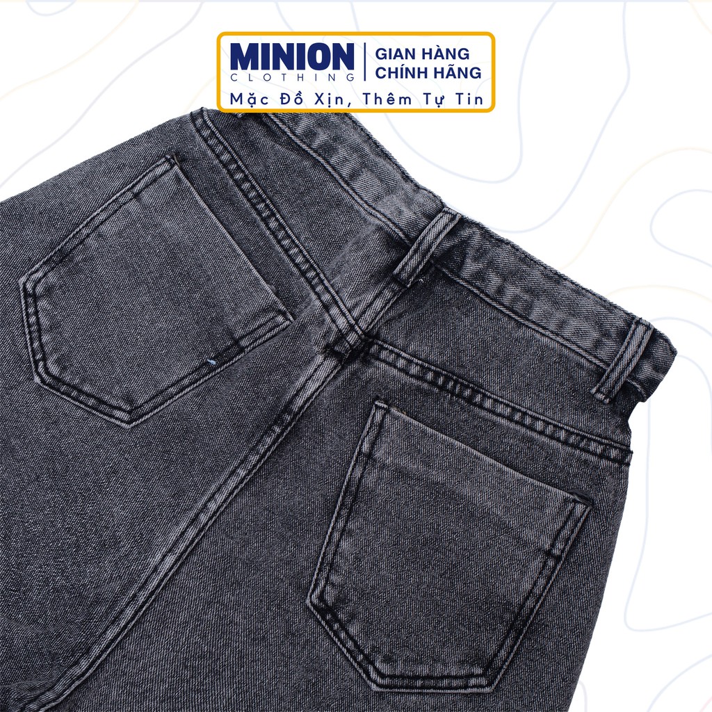 Quần sooc đen MINION CLOTHING chun eo lưng cạp cao Ulzzang short jeans ống rộng nữ Streetwear Hàn Quốc chất bò Q3021