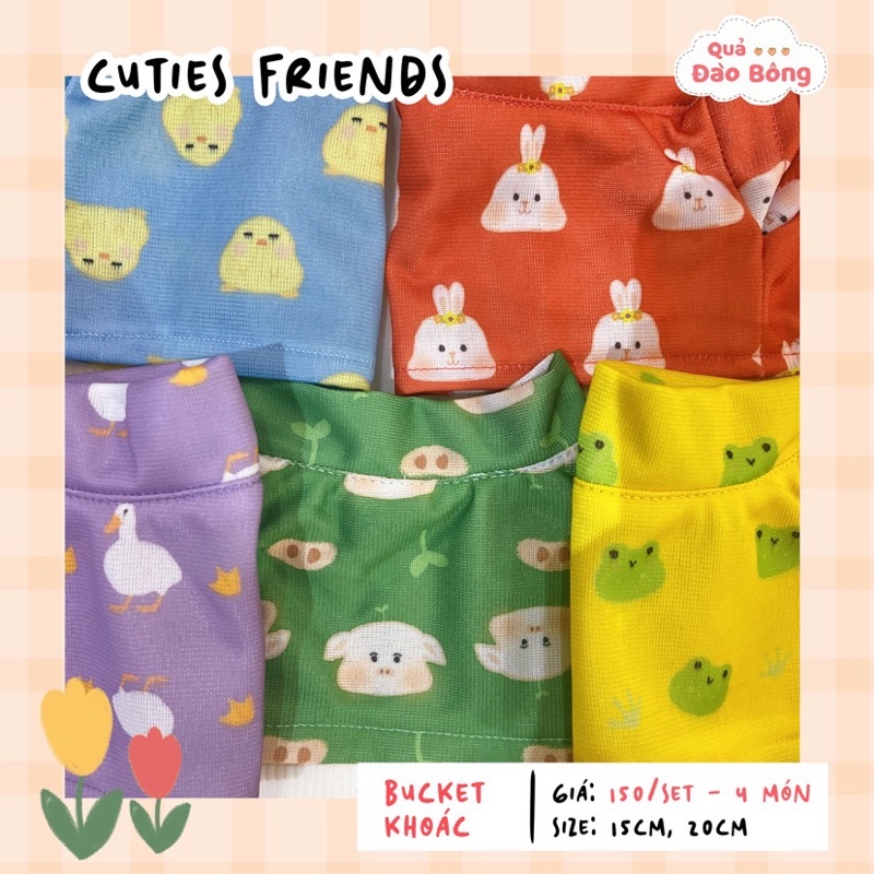 Set khoác + nón BK cho búp be bông 20cm, 15cm
