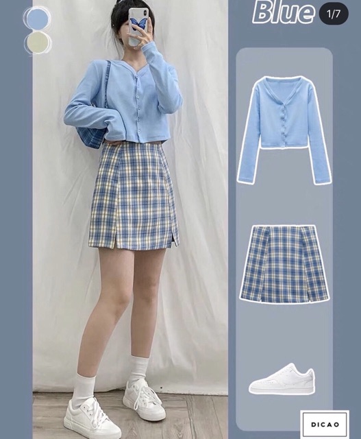 Áo croptop YAN CỔ TIM TAY DÀI NÚT NỮ
