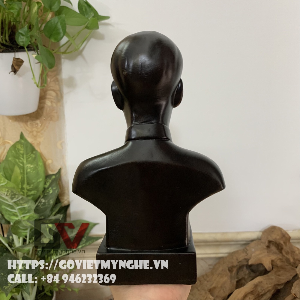 Tượng đá chân dung bán thân Bác Hồ Chủ Tịch Hồ Chí Minh - Chiều cao 21cm - Màu nâu đen
