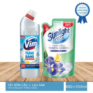 Gel Tẩy Bồn Cầu Vim Hương Chanh Sả 880ml Tặng Nước Lau Sàn 550ml