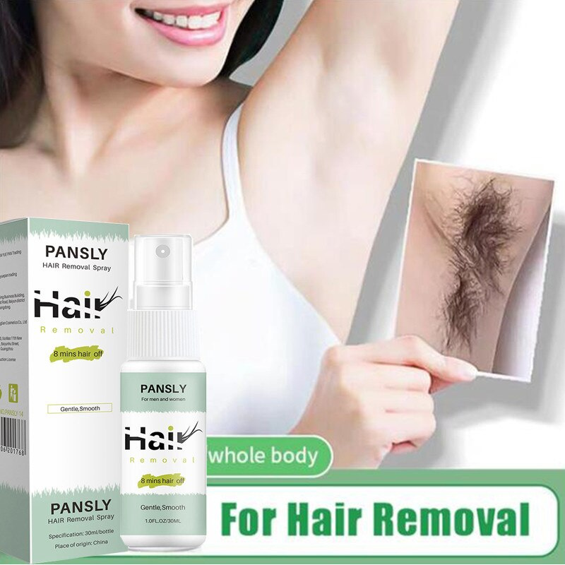 Permanent Hair Removal Spray Pansly 8 mins Beard Bikini Legs Painless Hairs Remover 30ml