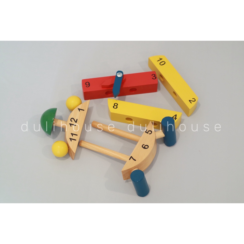 Đồ chơi Gỗ đồng hồ tròn lắp ráp - Giúp bé học cách xem giờ &amp; nhận biết chữ số, sản xuất tại Việt Nam