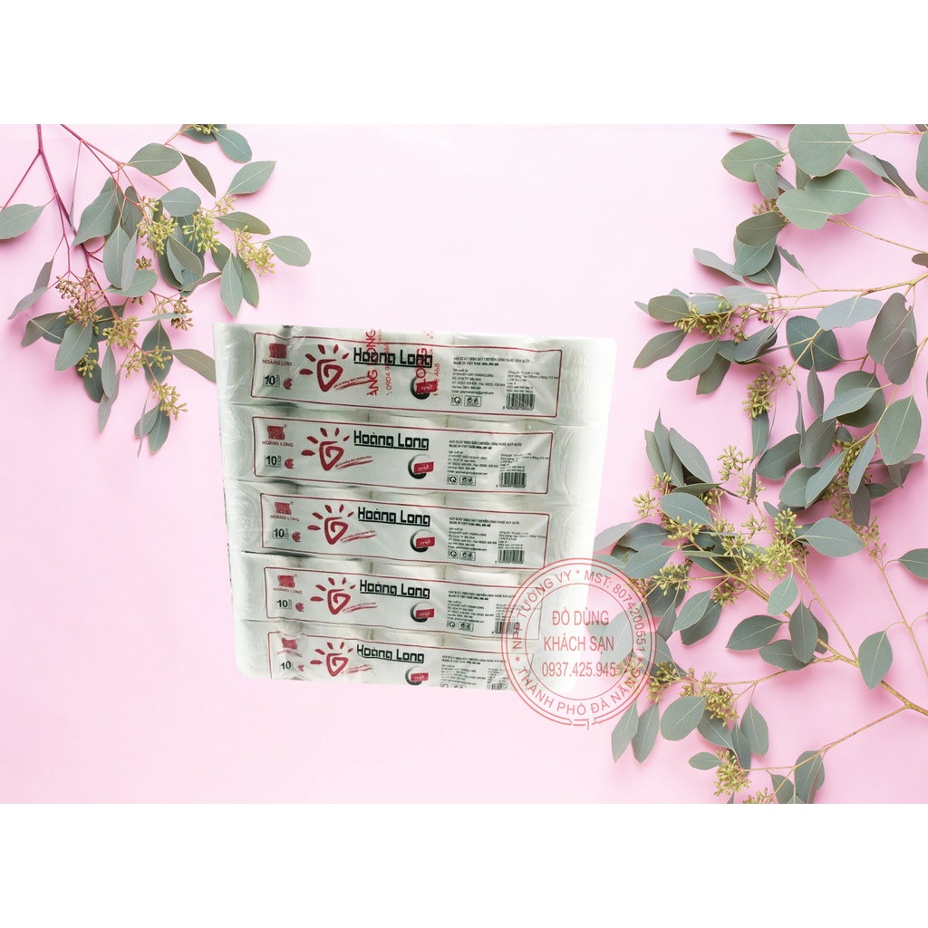Giấy vệ sinh Hoàng Long, có lõi và không lõi quy cách 10 cuộn x 10 lốc, 8,4kg