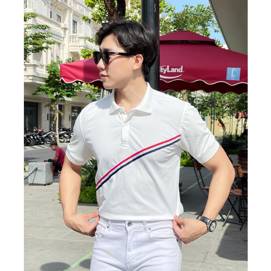 Áo polo nam cổ bẻ phối dây chéo chất vải cá sấu Cotton xuất xịn,chuẩn form, sang trọng - thanh lịch TB037