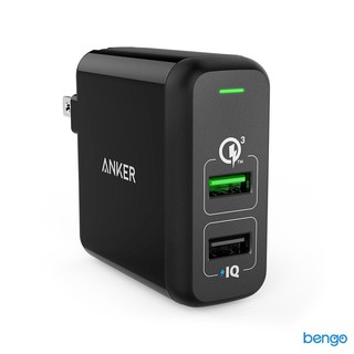 Sạc anker 2 cổng 24w quick charge 3.0 và poweriq kèm cáp microusb
