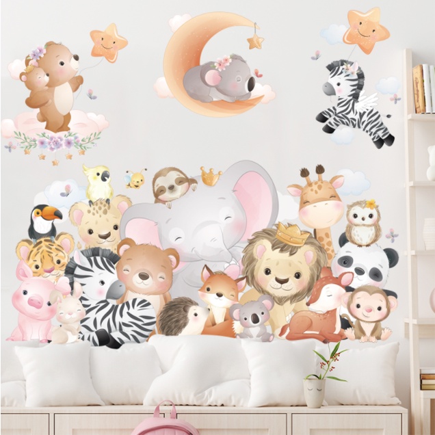 Decal trang trí tường - Những người bạn động vật nhồi bông